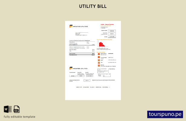 lista para imprimir plantilla de factura de servicios públicos de USA Texas Fron
